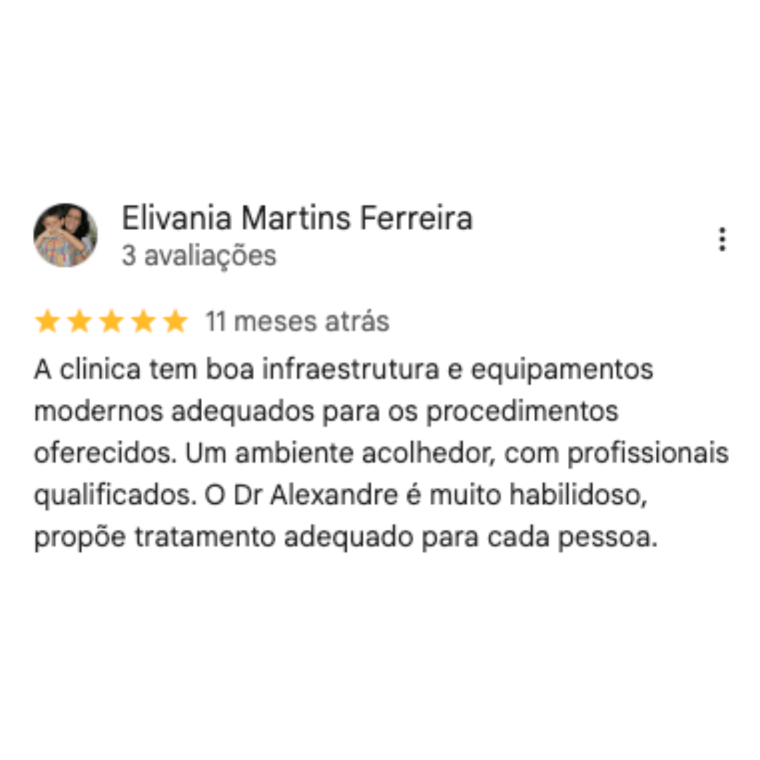 Avaliação de paciente no Google